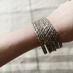 Bundle of 11 Silver Tone Bangles Bracelets